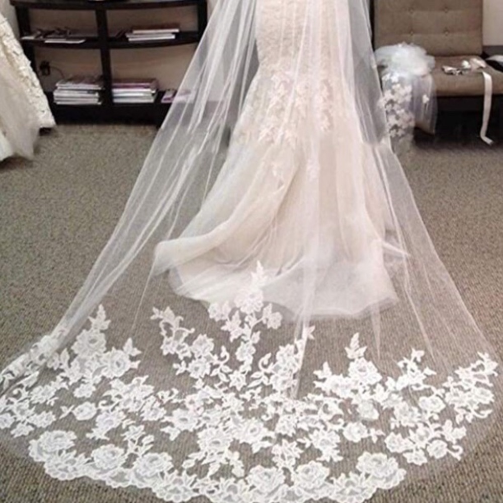 Long white wedding veil. 118” long. Brand new